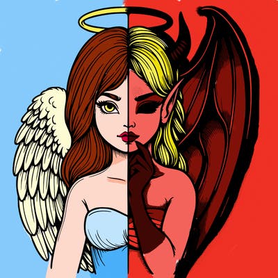 realistic angel half demon