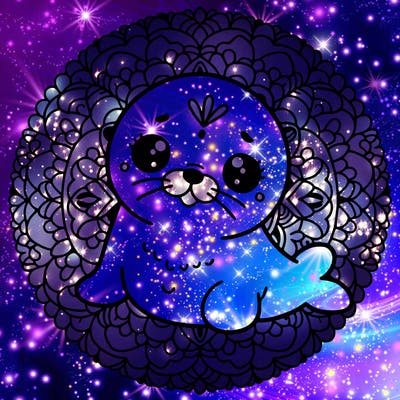 a cute baby seal mandala