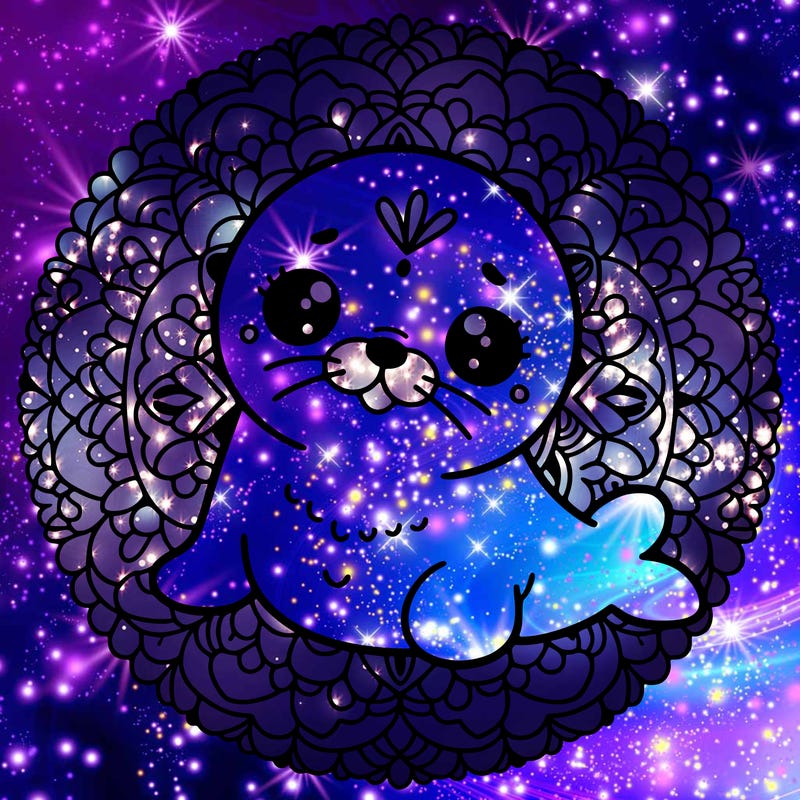 a cute baby seal mandala