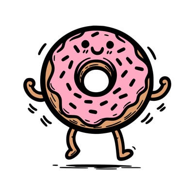 donut with stick legs and stick arms