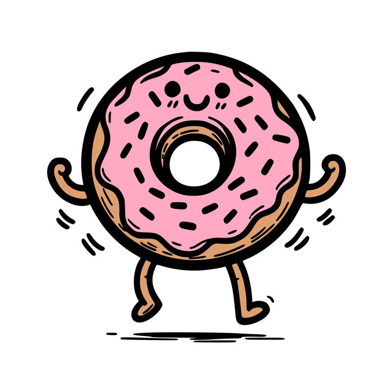 donut with stick legs and stick arms