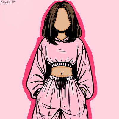 realistic girl faceless with baggy pants and a crop top