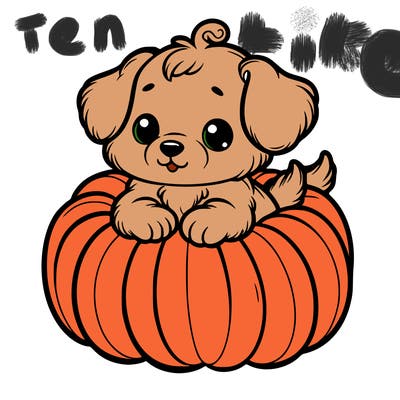 cute little puppy in a pumpkin