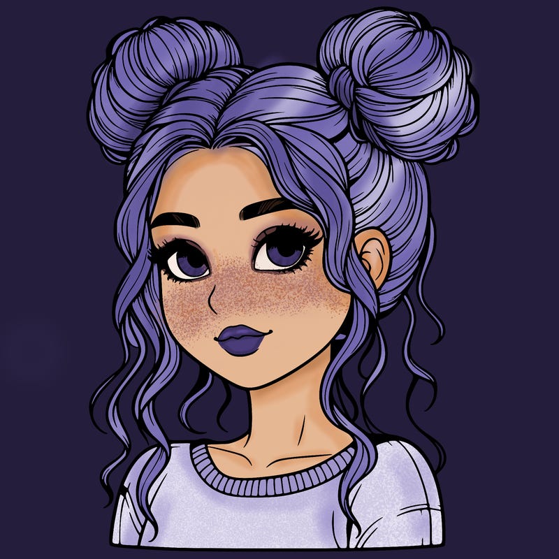 realistic girl with two buns in her hair