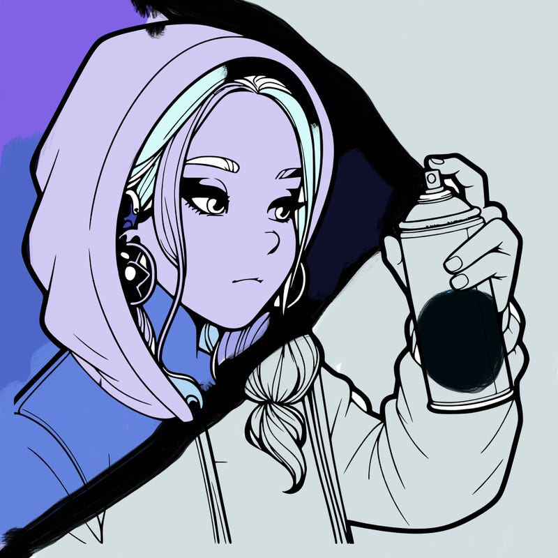 a realistic girl, spray painting