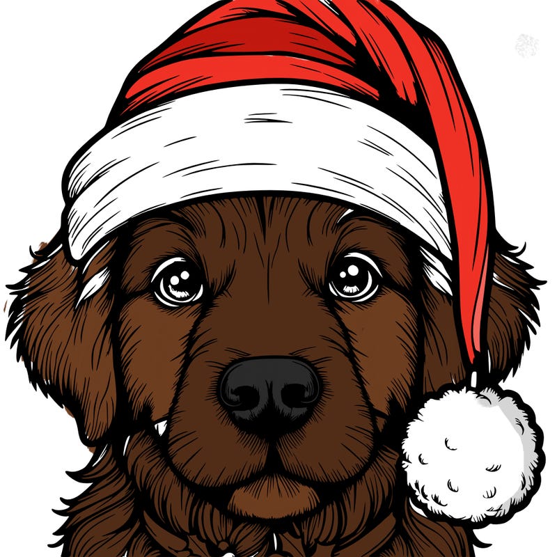 realistic dog with a christmas hat
