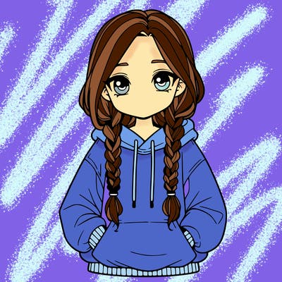 a realistic girl with a oversized hoodie and she has braids