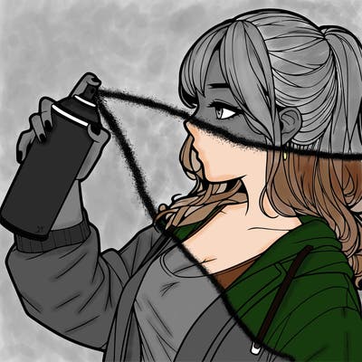 a realistic girl spray, painting