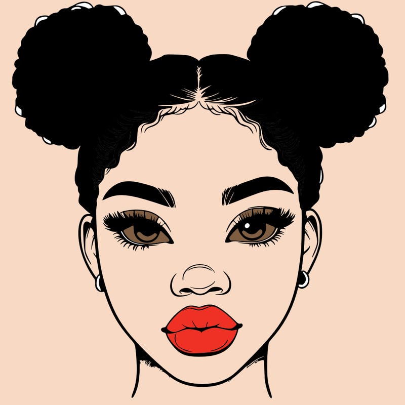 realistic black woman with two buns