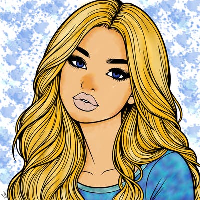 realistic girl with hair on her hair and lips