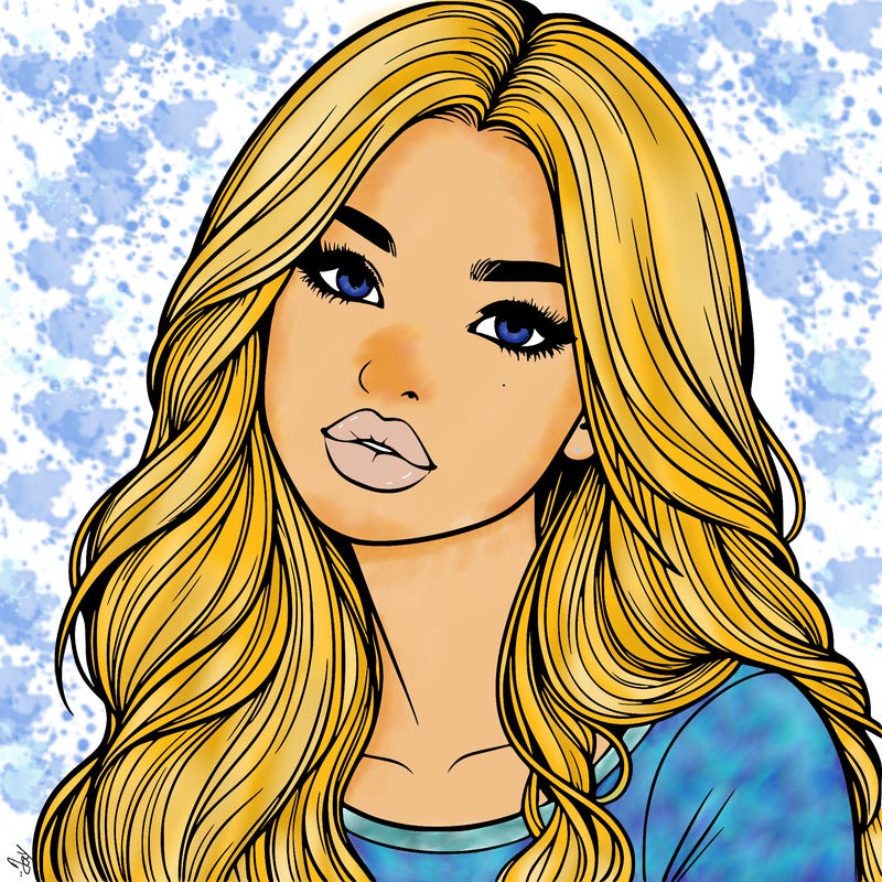 realistic girl with hair on her hair and lips