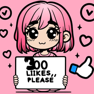a girl with a sign saying 100 likes, please