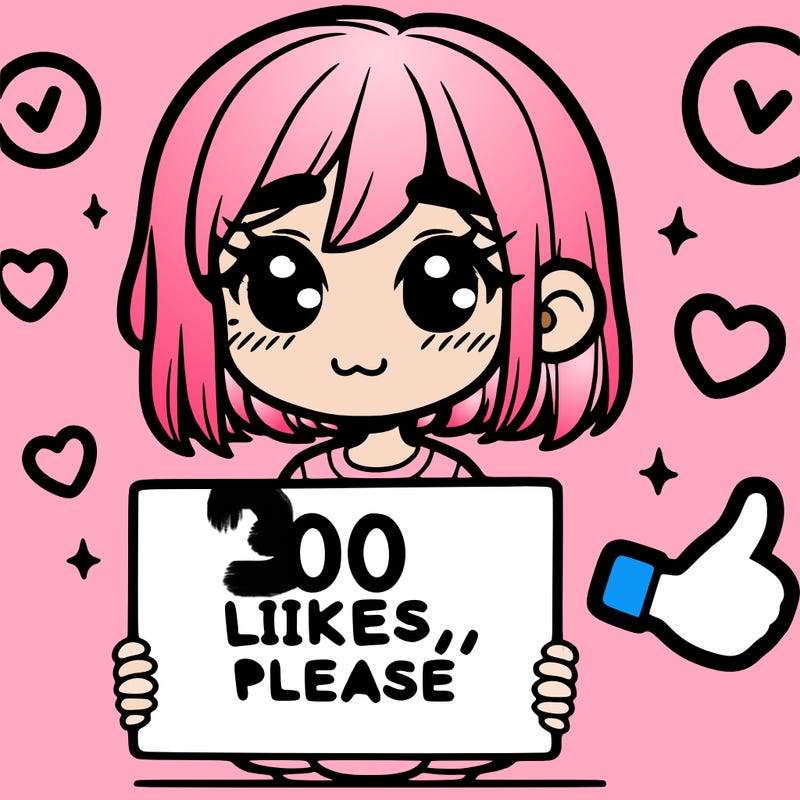 a girl with a sign saying 100 likes, please