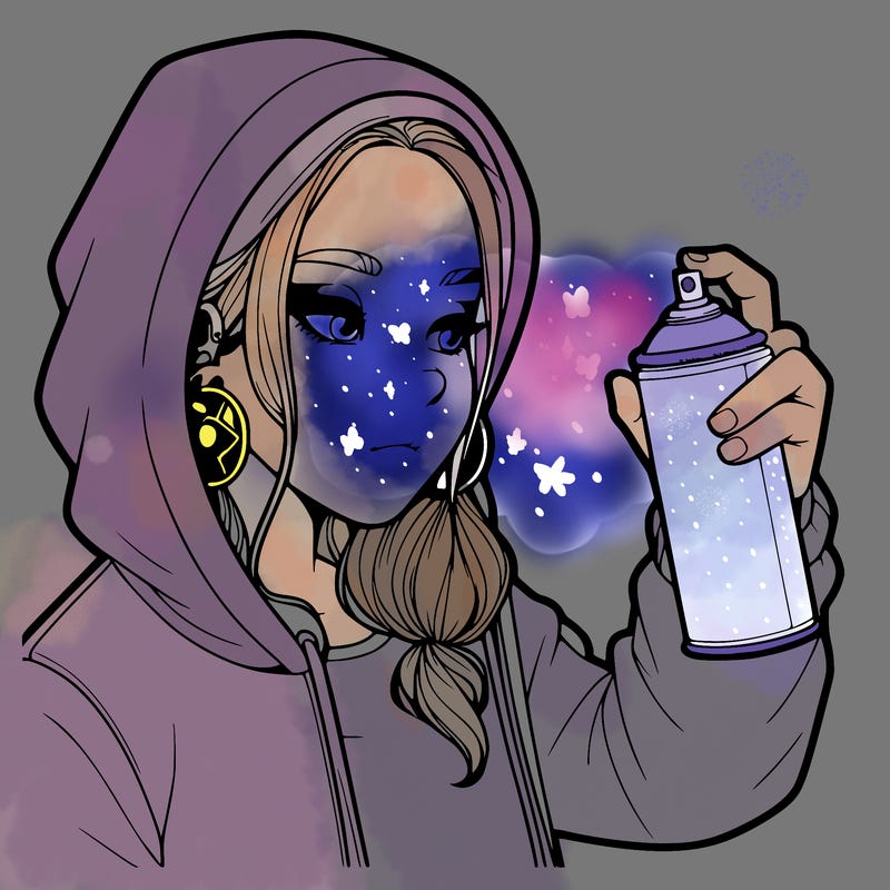 a realistic girl, spray painting