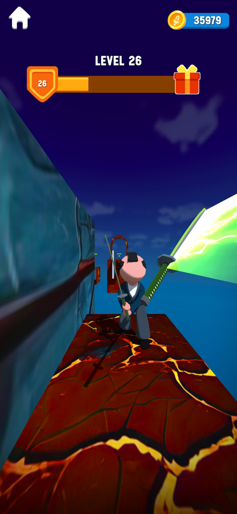 Blade Warriors 3D - A 3D samurai character holding a sword in Blade Warriors 3D level 26