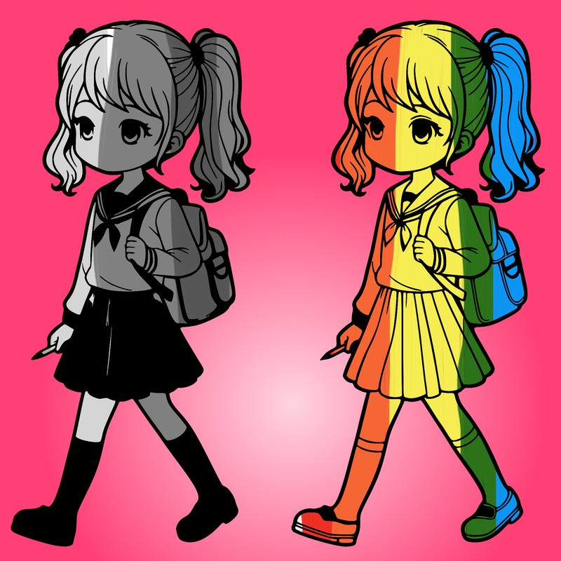 girl going to school