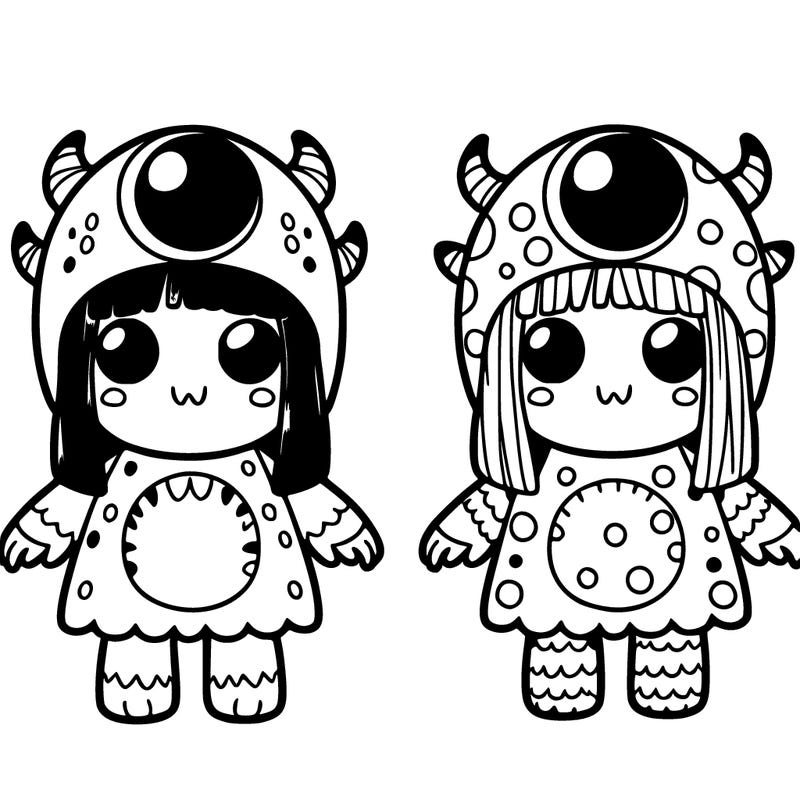 two girls in a mike and sully costume