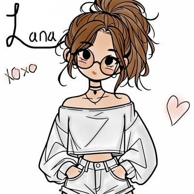 girl with a messy ponytail glasses a baggy crop top and jean shorts