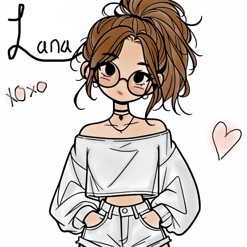 girl with a messy ponytail glasses a baggy crop top and jean shorts