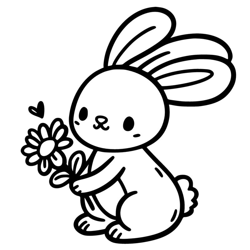bunny holding a flower