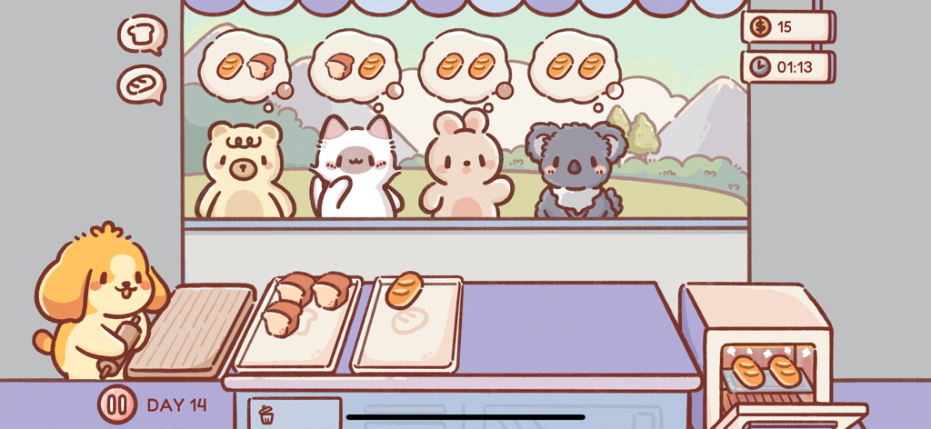 Oishii - Cooking Journey - Ein niedlicher Hundekoch bereitet Brot für tierische Kunden in einer Kawaii-Bäckerei zu