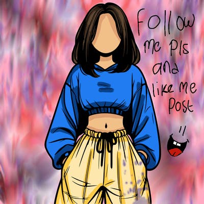 realistic girl faceless with baggy pants and a crop top