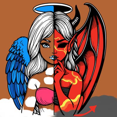 realistic angel half demon