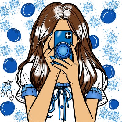 a realistic girl holding her phone taking pictures