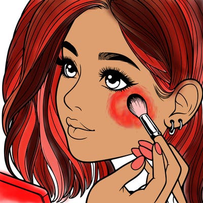 a realistic girl doing her makeup