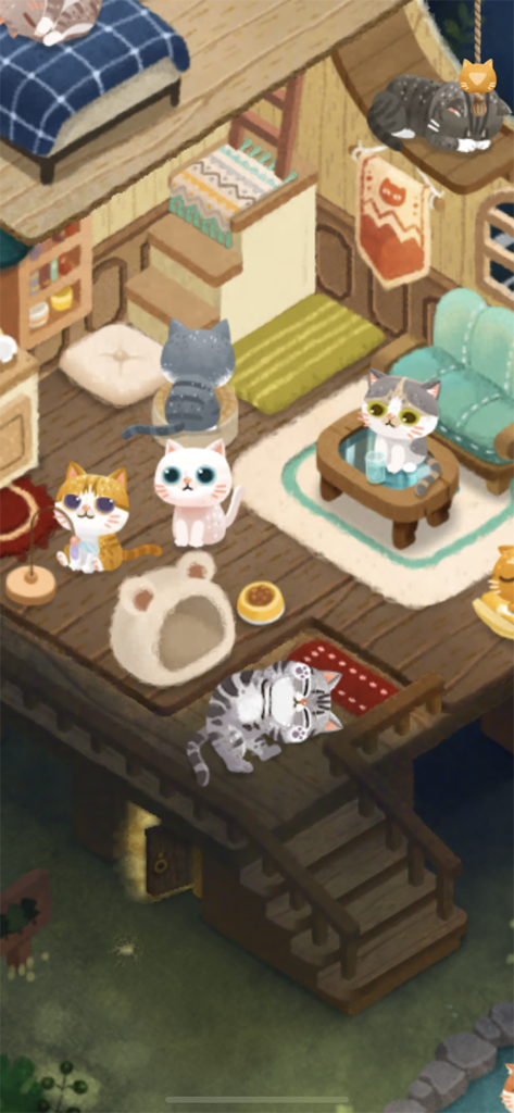 Secret Cat Forest - Gatos adorables descansando en una casa de árbol de madera decorada