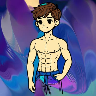 realistic boy with abs