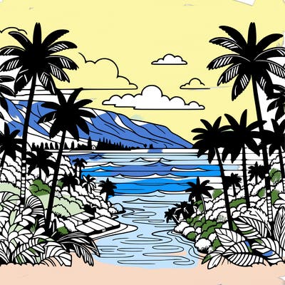 view of the ocean in hawaii lots of palm trees and beautiful view