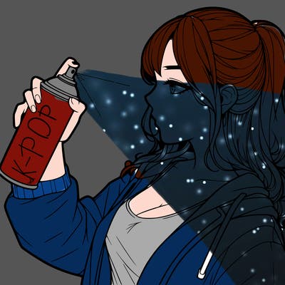 a realistic girl spray, painting