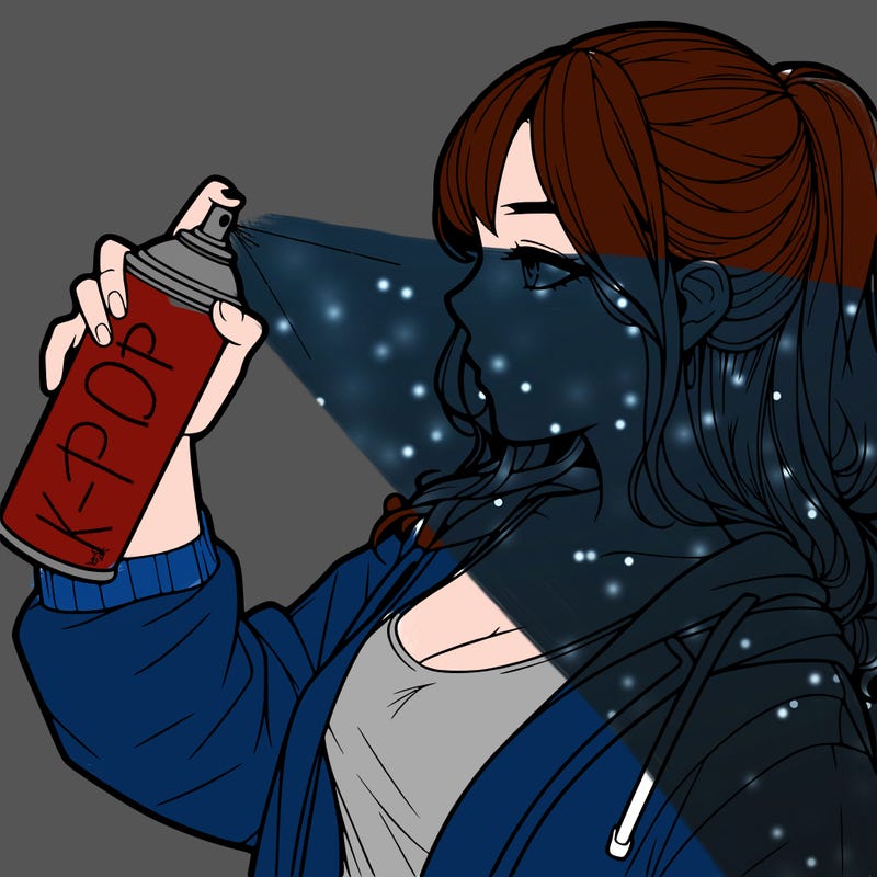a realistic girl spray, painting
