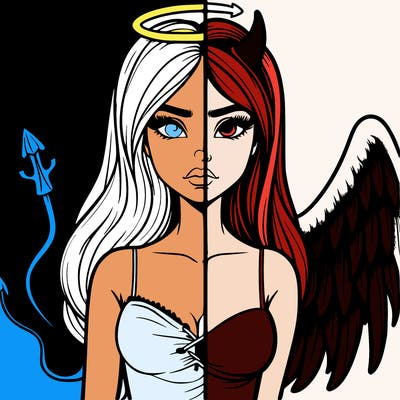 devil vs angel realistic girl