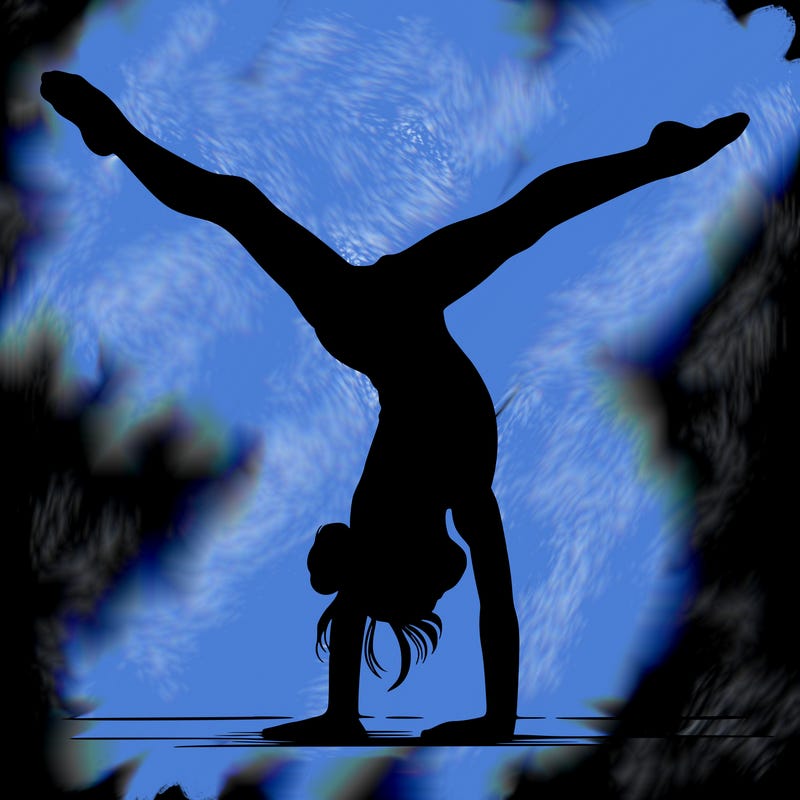 realistic gymnastic hand stand girl in four splits