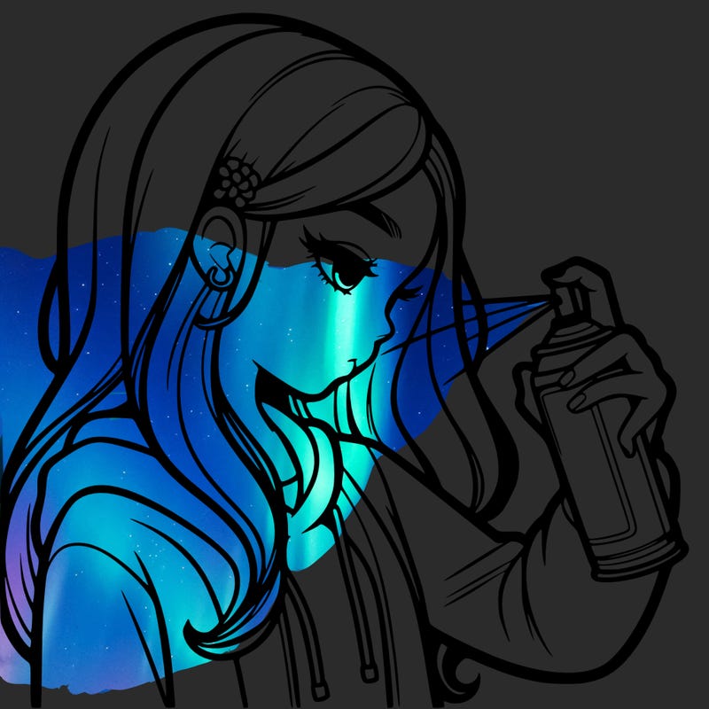 a realistic girl spray painting