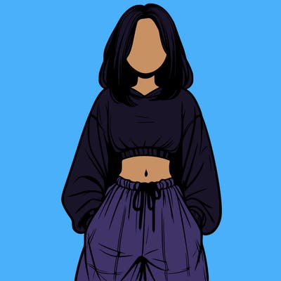 realistic girl faceless with baggy pants and a crop top
