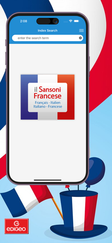 il Sansoni Francese - The main index search screen of il Sansoni Francese dictionary app