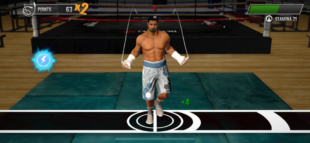 A boxer training with a jump rope in a gym mini game