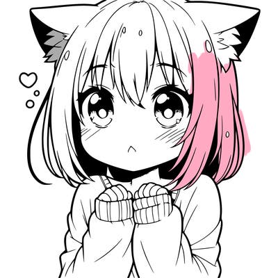 shy anime catgirl
