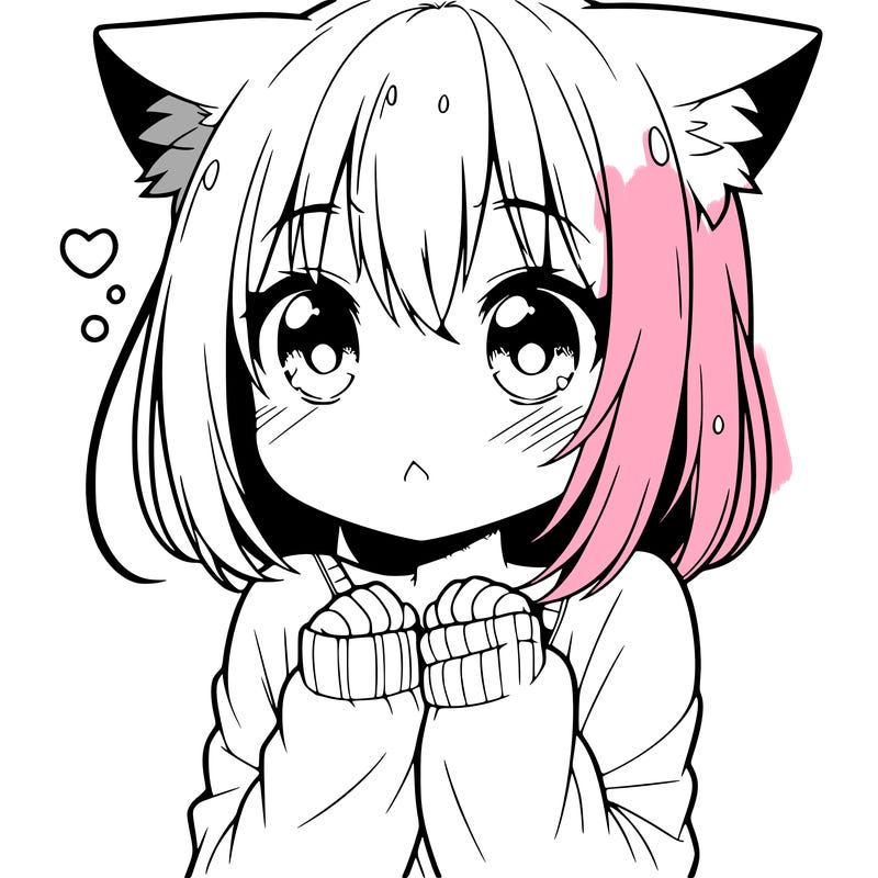 shy anime catgirl