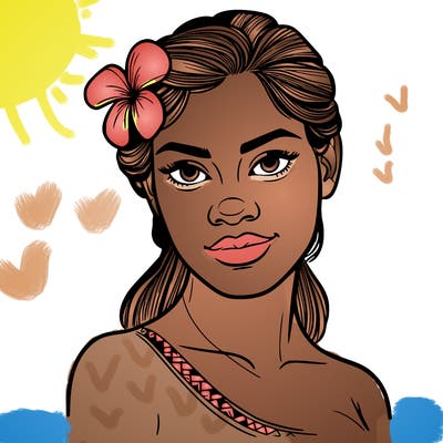 a realistic polynesian woman with a samoan pacific look and a taupou