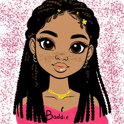 a realistic black girl with braids