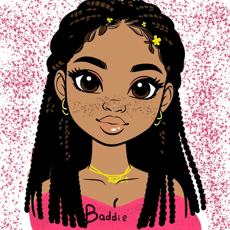 a realistic black girl with braids