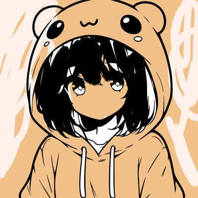 anime cute girl with hoodie