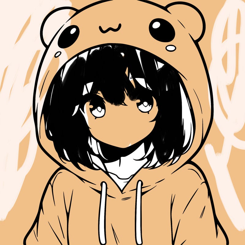 anime cute girl with hoodie