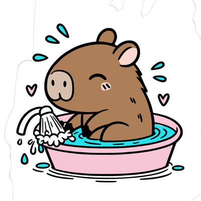 capybara taking a bath