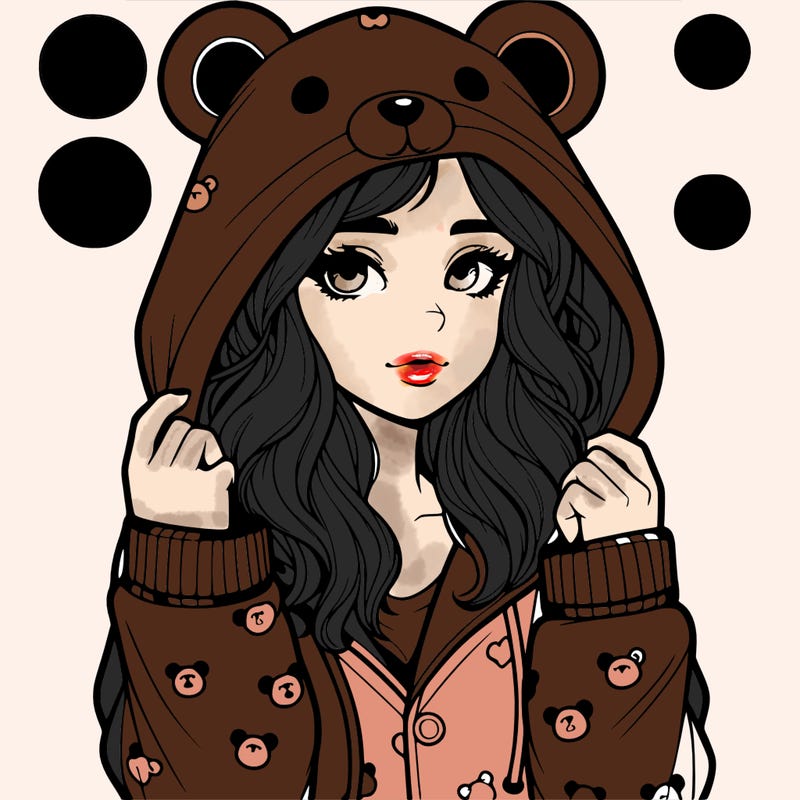 realistic girl in a animal pjs hoodie