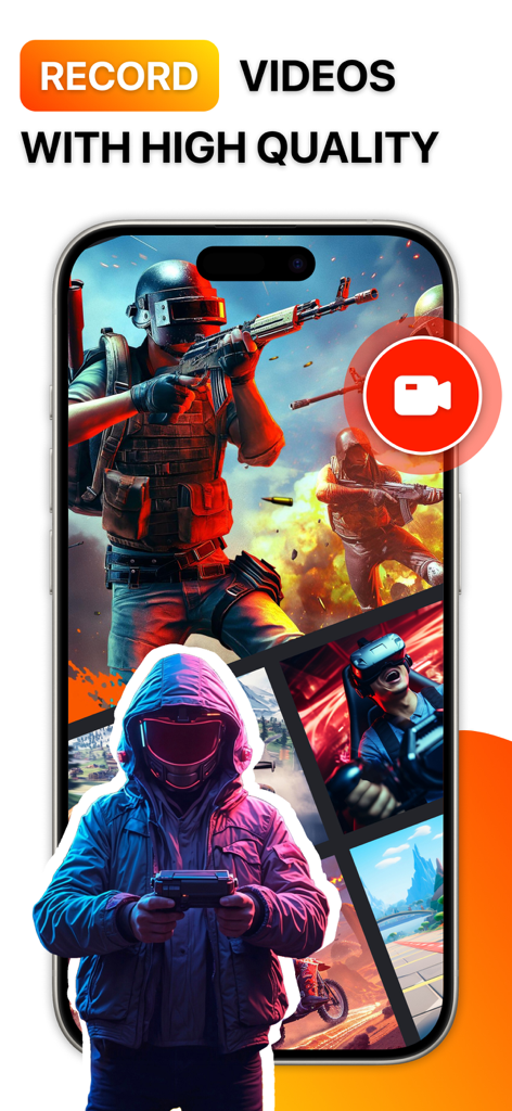 Screen Recorder - Record Video - Écran d'iPhone montrant un enregistrement vidéo de haute qualité de contenu de jeu mobile